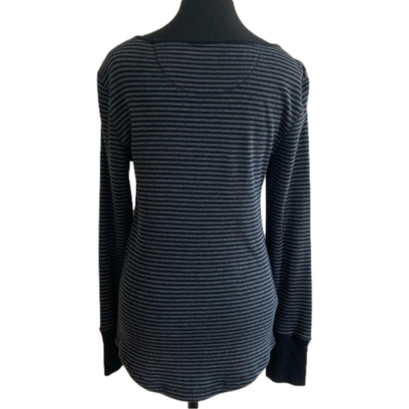 Eddie Bauer black & gray striped cotton blend boat neck long sleeve tee.… - Picture 2 of 9